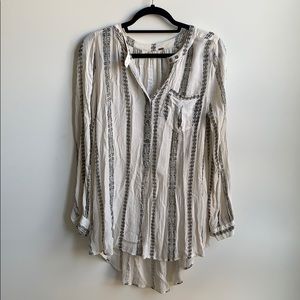 Free People oversized half button shirt